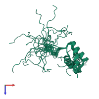 PDB entry 2cqr coloured by chain, ensemble of 20 models, top view.