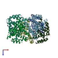 PDB entry 2cqz coloured by chain, top view.