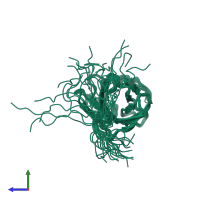 PDB entry 2cr2 coloured by chain, ensemble of 20 models, side view.