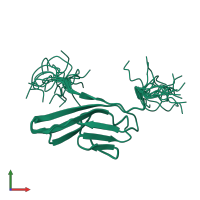 PDB entry 2cr3 coloured by chain, ensemble of 20 models, front view.