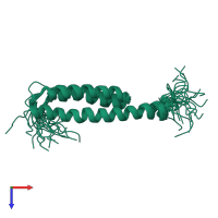 PDB entry 2crb coloured by chain, ensemble of 20 models, top view.