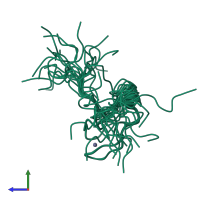 PDB entry 2crc coloured by chain, ensemble of 20 models, side view.