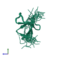 PDB entry 2cre coloured by chain, ensemble of 20 models, side view.