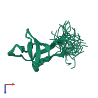 PDB entry 2cre coloured by chain, ensemble of 20 models, top view.