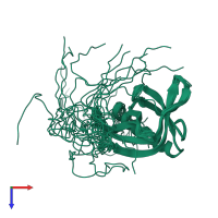 PDB entry 2crf coloured by chain, ensemble of 20 models, top view.