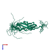 PDB entry 2crm coloured by chain, ensemble of 20 models, top view.