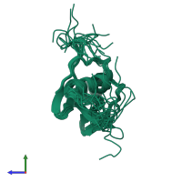 PDB entry 2cs4 coloured by chain, ensemble of 20 models, side view.