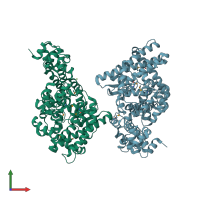 PDB entry 2csb coloured by chain, front view.
