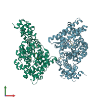 PDB entry 2csb coloured by chain, front view.