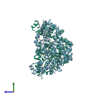 PDB entry 2csb coloured by chain, side view.