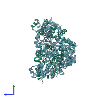 PDB entry 2csb coloured by chain, side view.