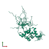 PDB entry 2csf coloured by chain, ensemble of 20 models, front view.