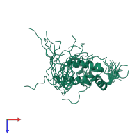 PDB entry 2csf coloured by chain, ensemble of 20 models, top view.