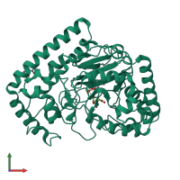 PDB entry 2csg coloured by chain, front view.
