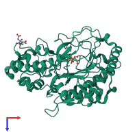 PDB entry 2csg coloured by chain, top view.