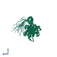 PDB entry 2cso coloured by chain, ensemble of 20 models, side view.