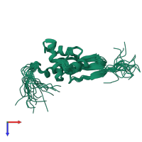 PDB entry 2cso coloured by chain, ensemble of 20 models, top view.
