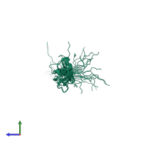 PDB entry 2csp coloured by chain, ensemble of 20 models, side view.