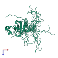 PDB entry 2csq coloured by chain, ensemble of 20 models, top view.