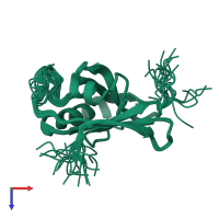 PDB entry 2css coloured by chain, ensemble of 20 models, top view.