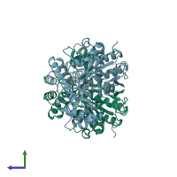 PDB entry 2cst coloured by chain, side view.