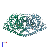 PDB entry 2cst coloured by chain, top view.