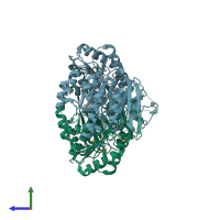 PDB entry 2csu coloured by chain, side view.