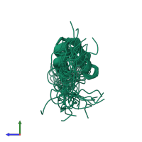 PDB entry 2ct5 coloured by chain, ensemble of 20 models, side view.