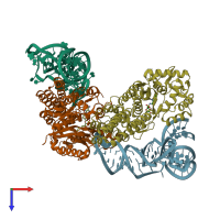 PDB entry 2ct8 coloured by chain, top view.