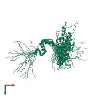 PDB entry 2ctd coloured by chain, ensemble of 20 models, top view.