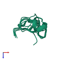 PDB entry 2cti coloured by chain, ensemble of 5 models, top view.
