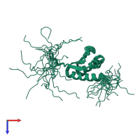 PDB entry 2ctj coloured by chain, ensemble of 20 models, top view.