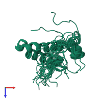 PDB entry 2ctr coloured by chain, ensemble of 20 models, top view.