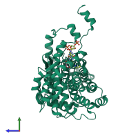 PDB entry 2cts coloured by chain, side view.