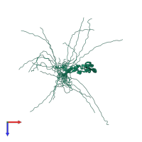 PDB entry 2ctt coloured by chain, ensemble of 20 models, top view.