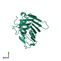 PDB entry 2ctv coloured by chain, side view.