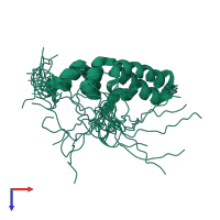 PDB entry 2ctw coloured by chain, ensemble of 20 models, top view.