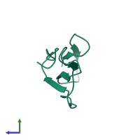 PDB entry 2ctx coloured by chain, side view.