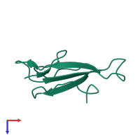 PDB entry 2ctx coloured by chain, top view.