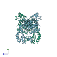 PDB entry 2ctz coloured by chain, side view.