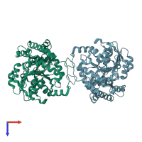 PDB entry 2ctz coloured by chain, top view.