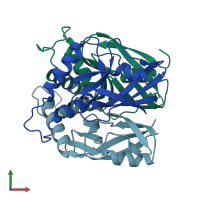 PDB entry 2cu5 coloured by chain, front view.