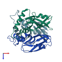 PDB entry 2cu5 coloured by chain, top view.