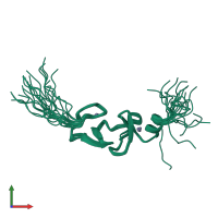 PDB entry 2cu8 coloured by chain, ensemble of 20 models, front view.