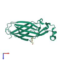 PDB entry 2cu9 coloured by chain, top view.