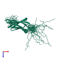 PDB entry 2cuh coloured by chain, ensemble of 20 models, top view.