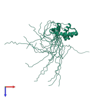 PDB entry 2cuj coloured by chain, ensemble of 20 models, top view.