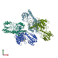 PDB entry 2cuk coloured by chain, front view.