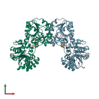 PDB entry 2cun coloured by chain, front view.