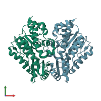 PDB entry 2cuy coloured by chain, front view.